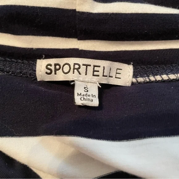 SportElle Women's Pullover Nautical Top Shirt Blue and White Striped Size Small - Picture 2 of 7